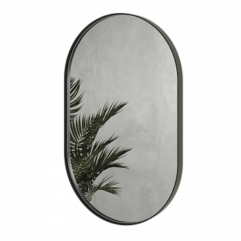 Овальное зеркало в чёрной металлической раме «Прометей»S 81 см